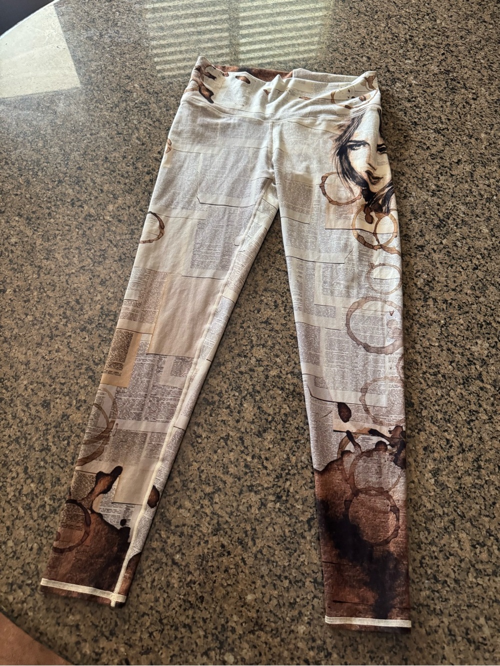 Niyama Sol Beige and Brown Patterned Barista Leggings